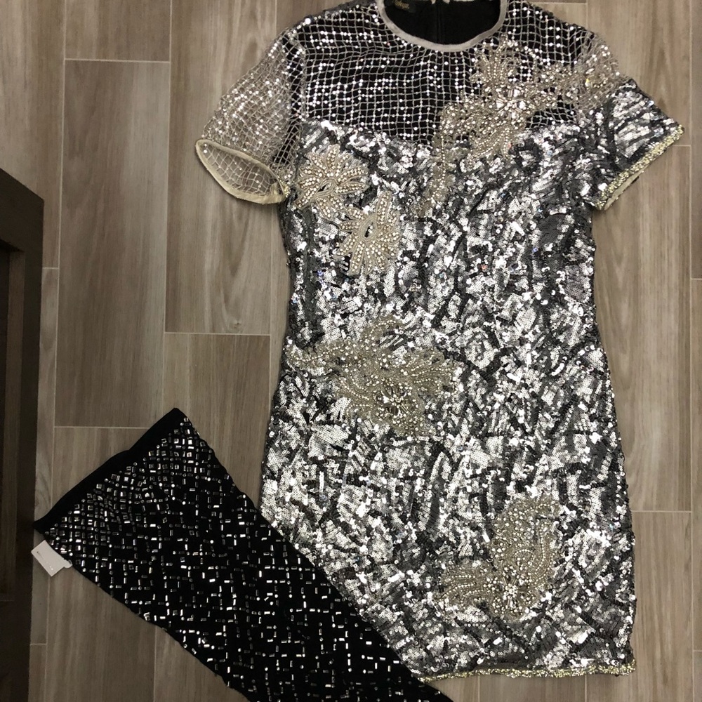 Catelya Couture Sequin Rhinestone Dress